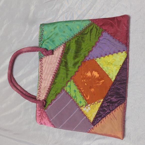 ♠️ Noel Keith Bohemian Colorful Rainbow Muli-Color Patchwork Mini Satchel Bag - Picture 1 of 10